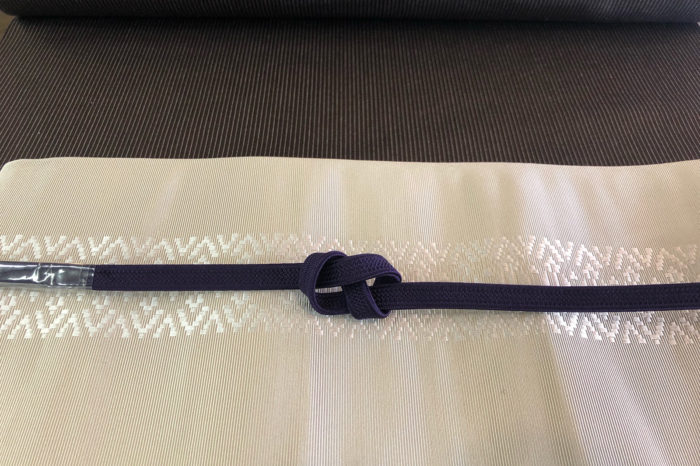 丹後木綿に博多織の半巾帯