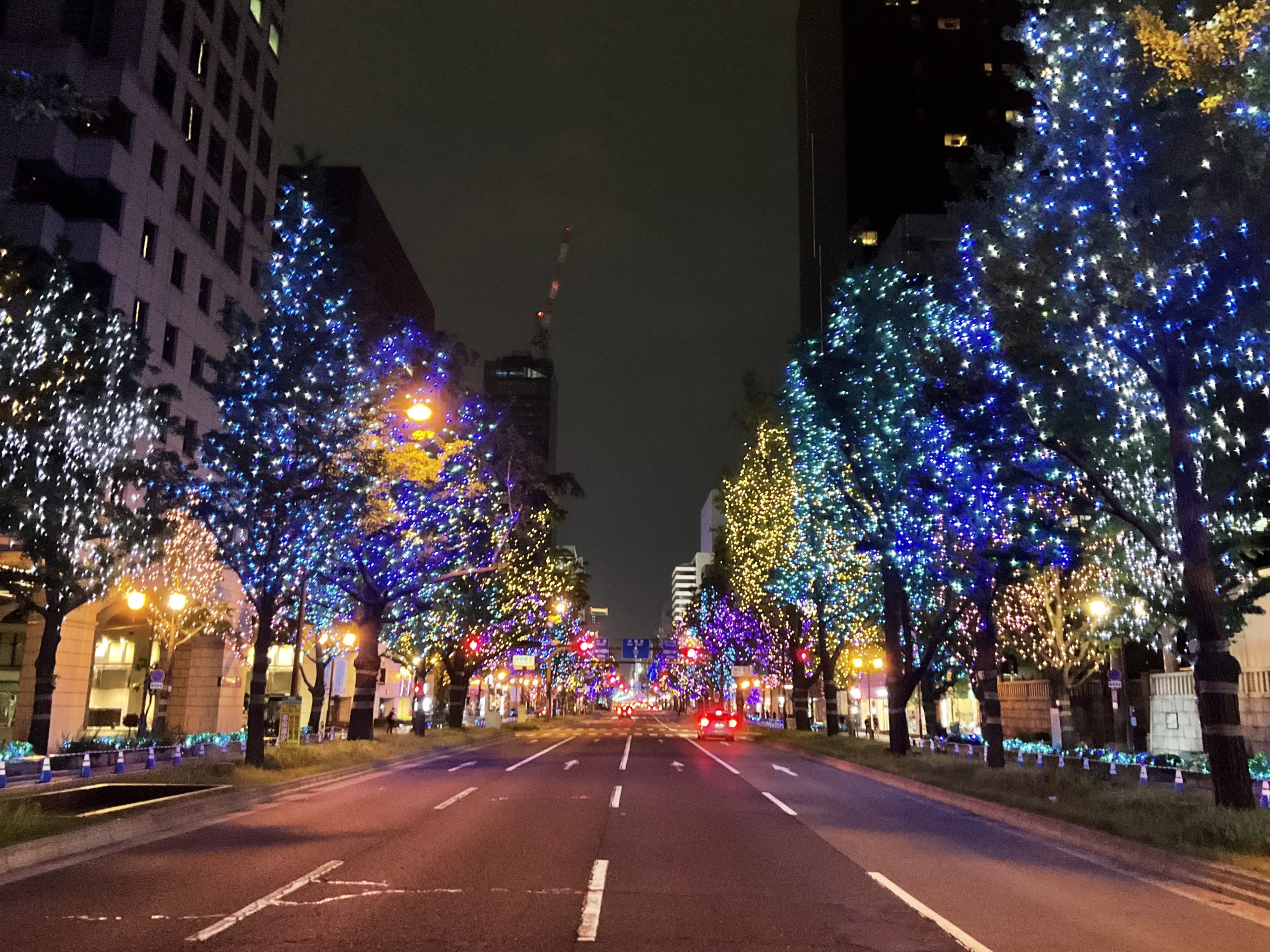 大阪御堂筋はどこまでも華やかでいつまでも騒がしい。