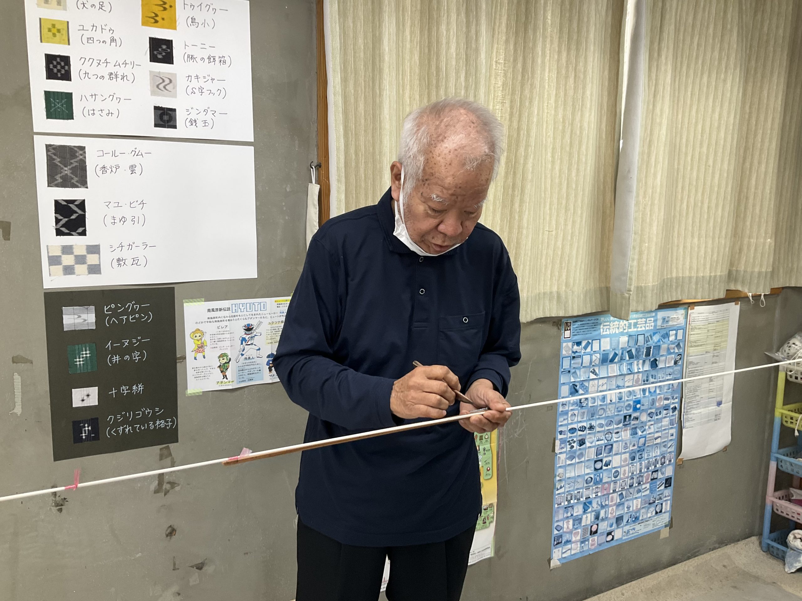絣括りを実演して下さった野原俊雄さん。