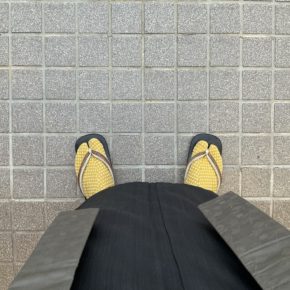 辛子色の足袋を履いてみました。